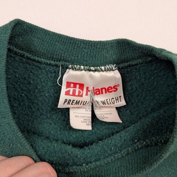 Vintage 90s Green Boxy Nature Whitetail Deer Hunting Crewneck Sweatshirt - Picture 4 of 7